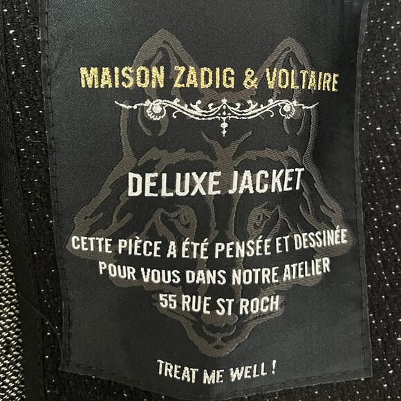 Zadig & Voltaire Cropped Moto Jacket Black Size Small (36) - Picture 6 of 9
